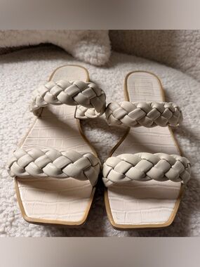 Dolce Vita Braided Double-Strap Slide Sandals in Cream
